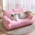 Luxury Cat Bed Super Soft Warm Pet Sofa for Small pink-1